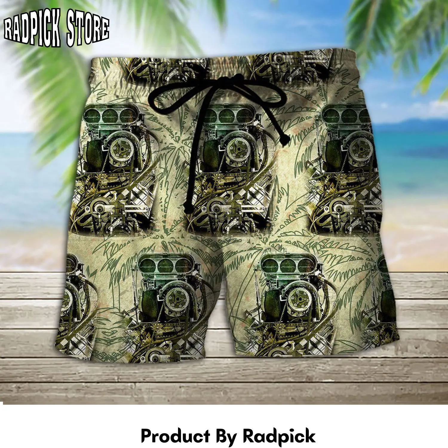Radpick 3d drag racing beach shorts rp631560